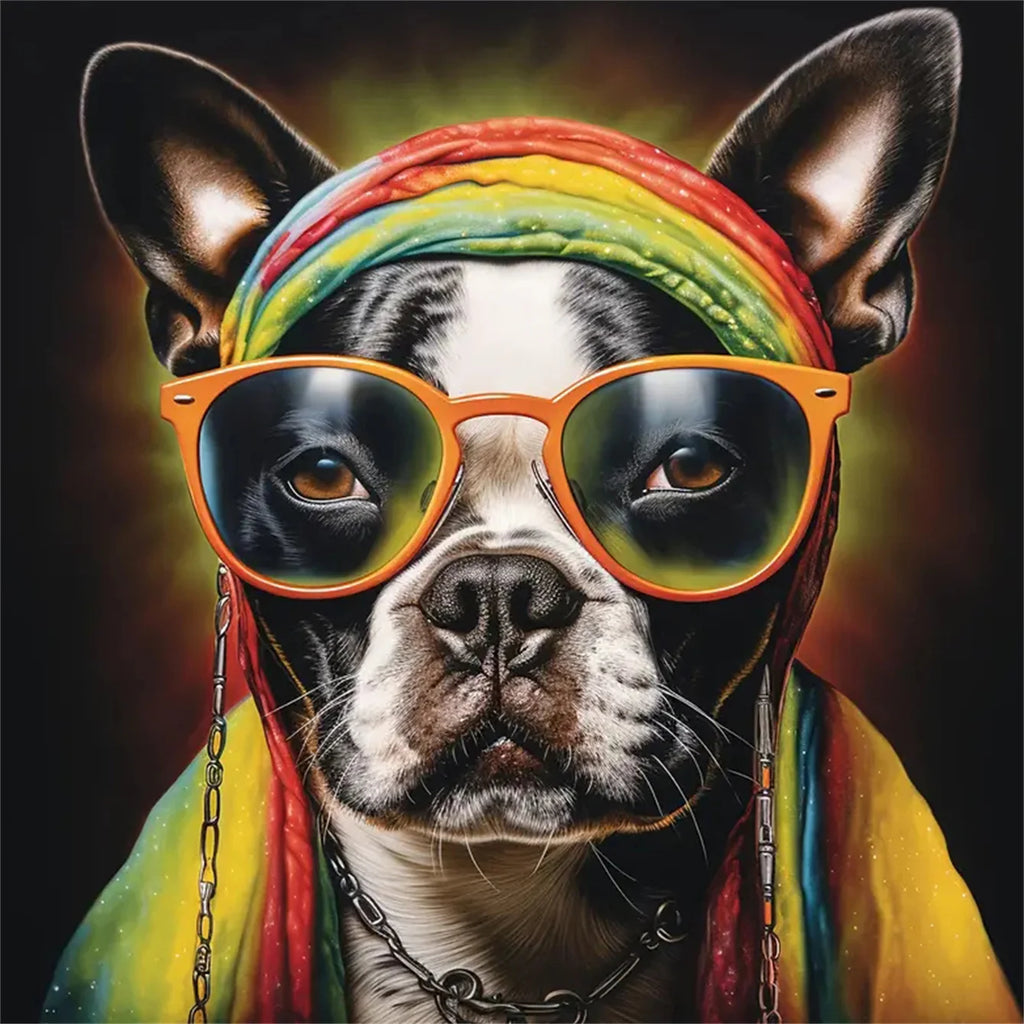 French Bulldog Chill Pop Art 5D Diamond Painting Kit – Vibrant Dog DIY Wall Art
